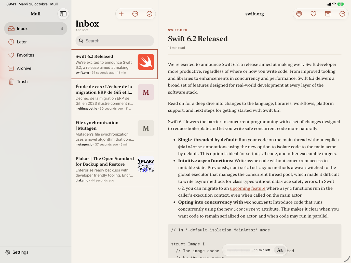 Les trois colonnes de Mull sur iPad